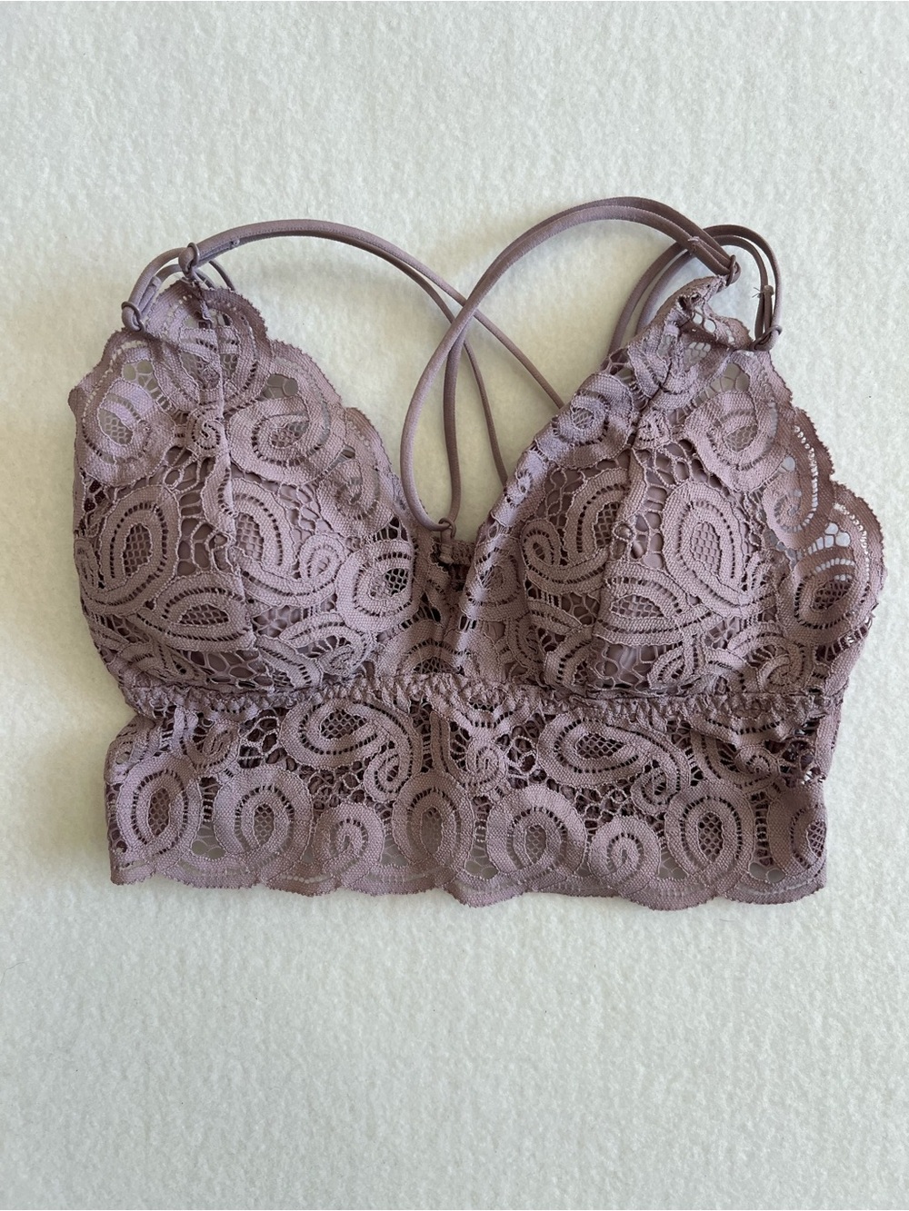 Victoria’s Secret PINK Lace Bralette Mauve Paisley Strappy Longline Boho SM